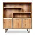 Wooden storage cabinet with metal frame and adjustable shelves 90 x 40 x 120cm