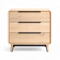Wooden nightstand with three drawers and black metal handles 50 x 40 x 60cm
