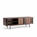 Modern wooden media console with open shelving and storage cabinets 150 x 40 x 45cm