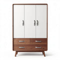 Three-door wardrobe with wooden frame and two lower drawers 180 x 100 x 50cm
