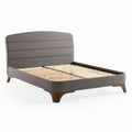 Fabric upholstered bed frame with wooden slats in gray 200 x 160 x 90cm