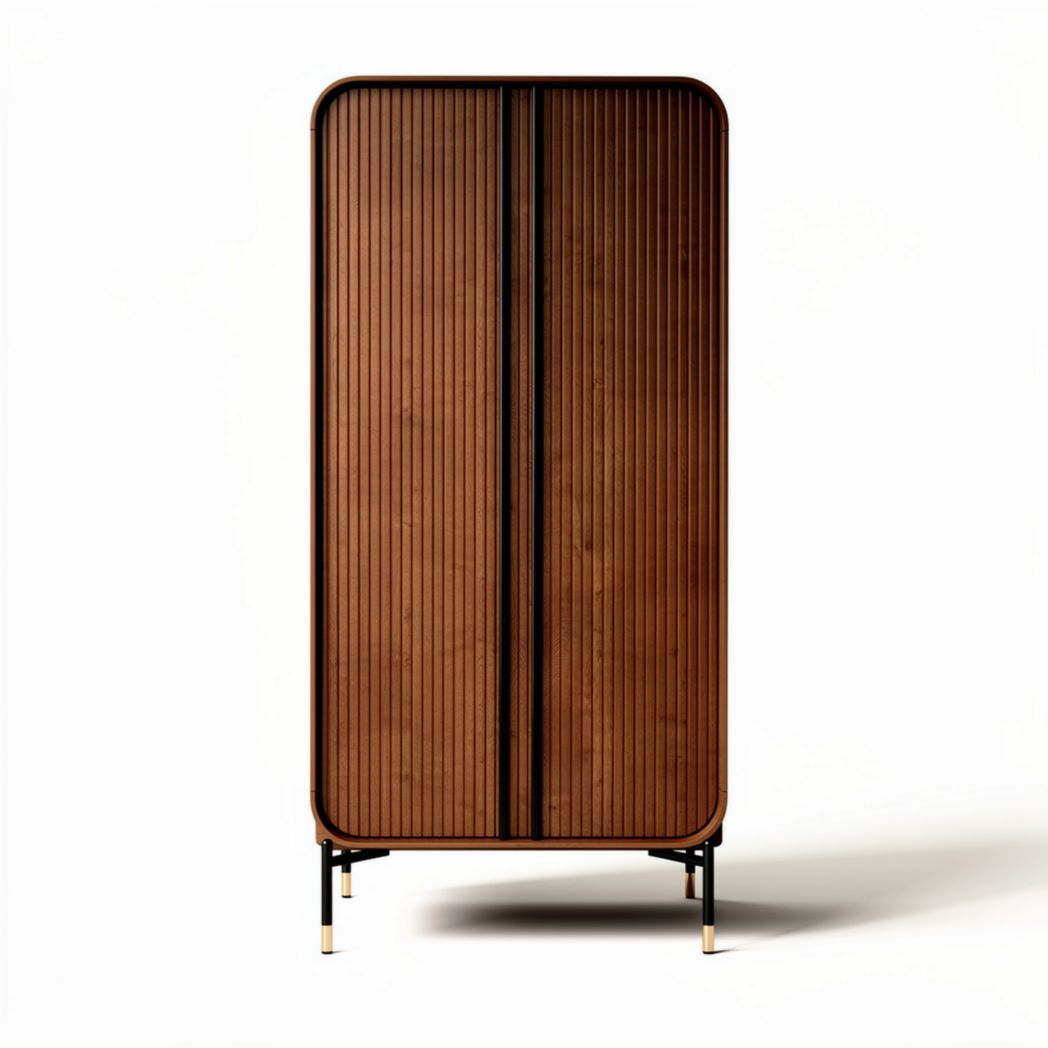Bamboo wardrobe with black metal legs suitable for stylish storage 80 x 40 x 180cm