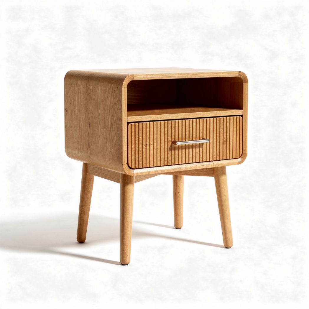 Bamboo nightstand with storage drawer and open shelf 24 x 16 x 20 inches