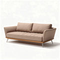 Fabric sofa with wooden base and metal legs 190 x 80 x 85cm beige color