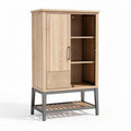 Wooden storage cabinet with metal legs and patterned door 80 x 40 x 120cm