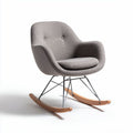 Rocking chair with fabric upholstery and wooden base in gray color