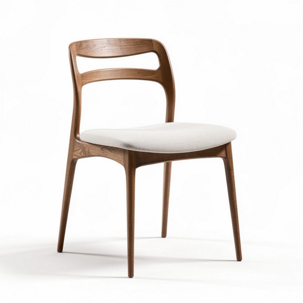 Wooden dining chair with upholstered seat in light grey 45 x 40 x 85cm