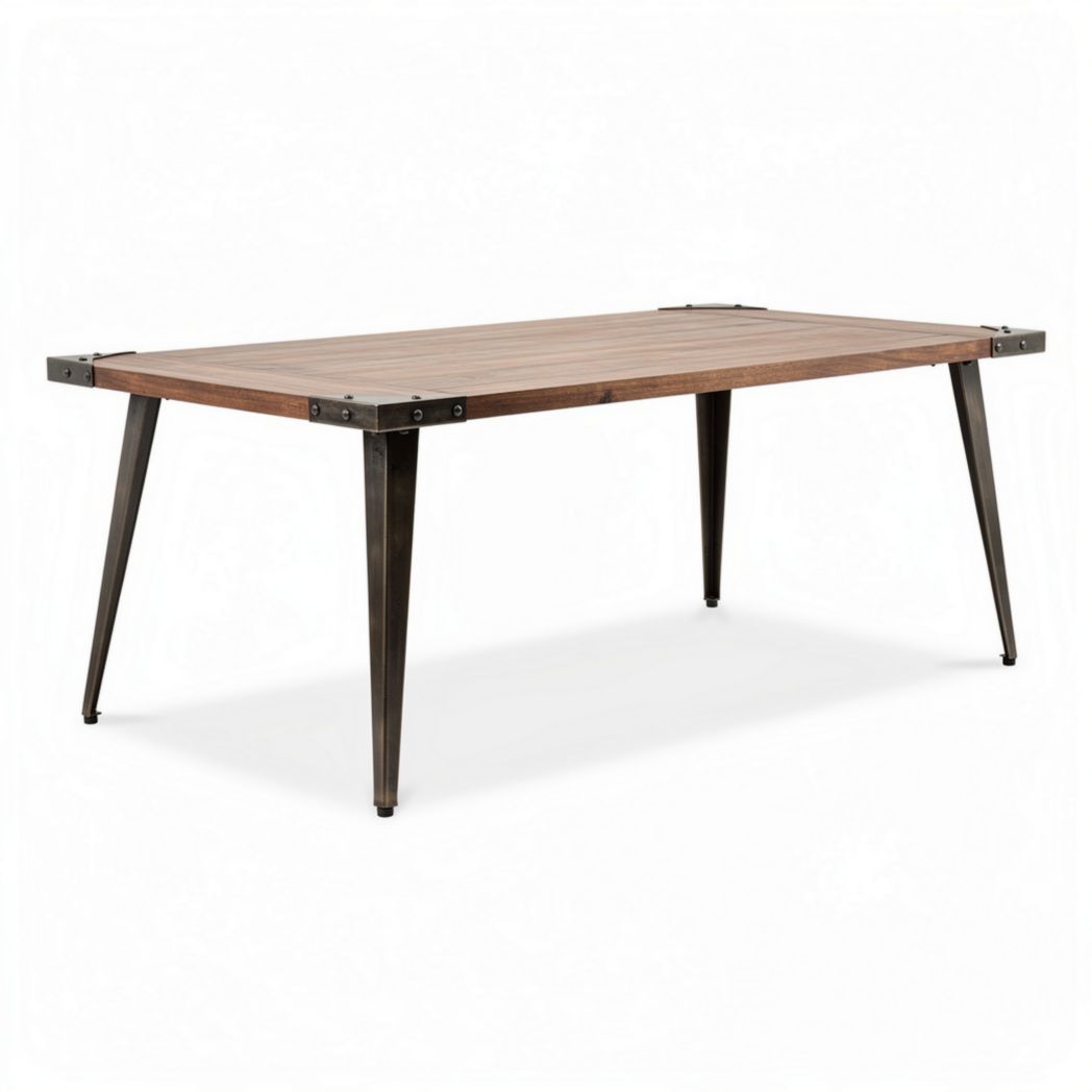 Wooden dining table with metal legs 150 x 75 x 75cm in walnut finish